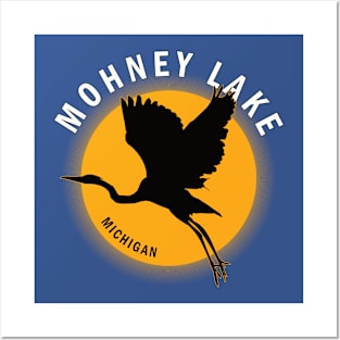 Mohney Lake in Michigan Heron Sunrise Posters and Art